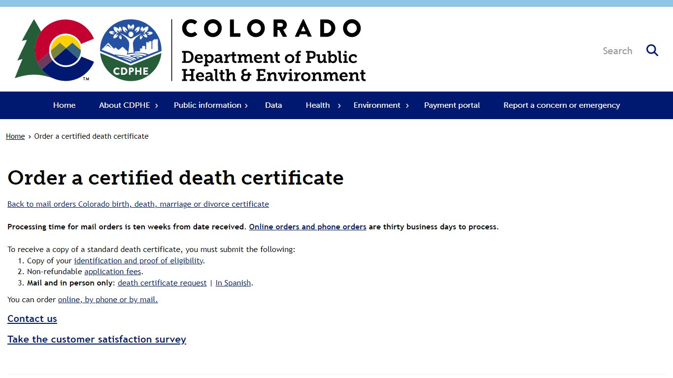 Order a certified death certificate | Department of Public Health ...